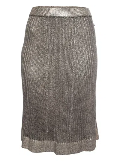 Pre-owned Louis Vuitton Ribbed Metallic Skirt