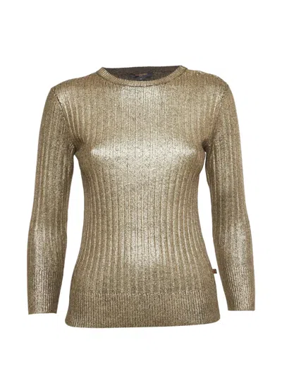 Pre-owned Louis Vuitton Rib-knit Metallic Sweater In Gold
