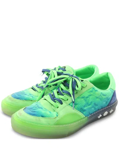 Pre-owned Louis Vuitton Richelieu Leather Sneakers In Green