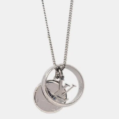 Pre-owned Louis Vuitton Monogram Ring Necklace Silver M