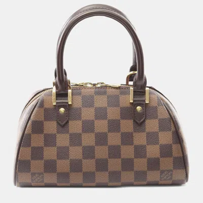 Pre-owned Louis Vuitton Rivera Mini Handbag N41436 Damier Pvc Coated Canvas Leather Brown Ebene Used Women
