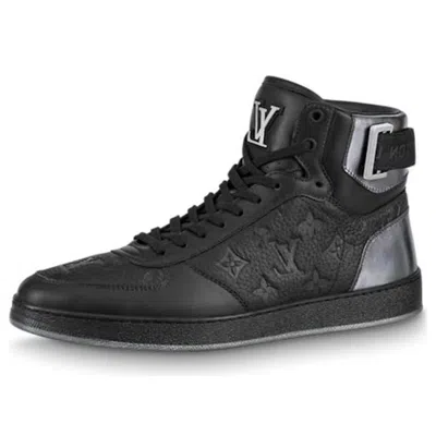 Pre-owned Louis Vuitton Rivoli Ankle Sneakers 'black Monogram With Silver' In Multi
