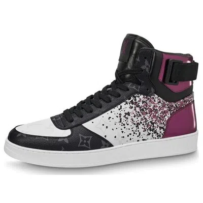 Pre-owned Louis Vuitton Rivoli Ankle Sneakers 'metallic Purple With Black Monogram'