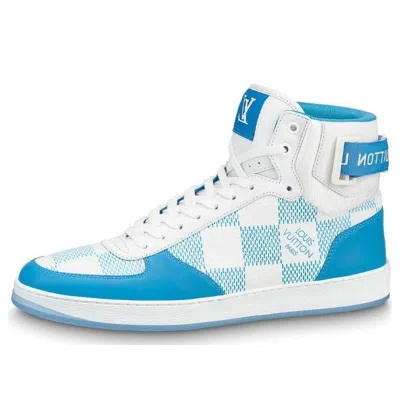 Pre-owned Louis Vuitton Rivoli Ankle Sneakers 'white With Blue Plaid'