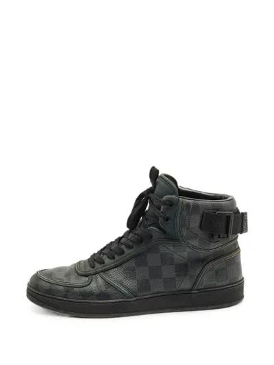 Pre-owned Louis Vuitton Rivoli Lace-up Leather Sneakers In Gray