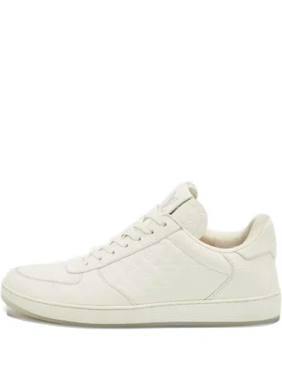 Pre-owned Louis Vuitton Rivoli Leather Lace-up Sneakers In White