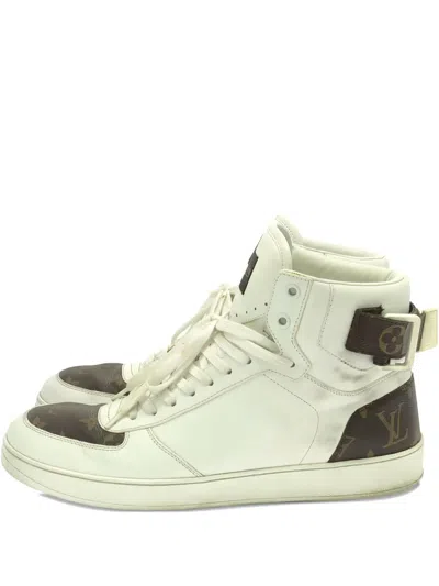 Pre-owned Louis Vuitton Rivoli Line Monogram-print High-top Sneakers In White