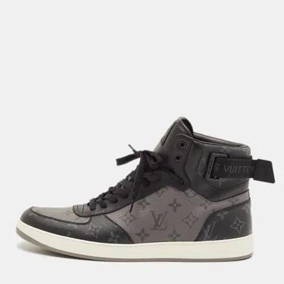 Pre-owned Louis Vuitton Rivoli Size 45 Black/grey Monogram Canvas And Leather High Top Sneakers