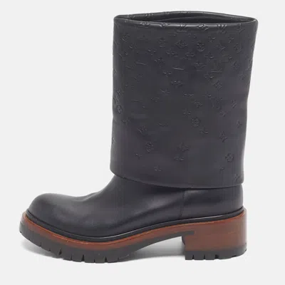 Pre-owned Louis Vuitton Road Trip Size 38 Black Monogram Leather Boots