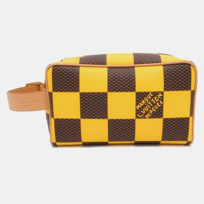 Pre-owned Louis Vuitton Rocker Dopp Kit Yellow Damier Pop Canvas Bag