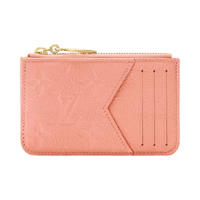 Pre-owned Louis Vuitton Romy Card Holder 'peach Monogram Embossed Empreinte Cowhide Leather' | Pink | Women's