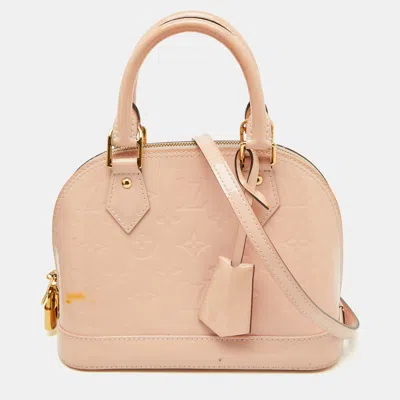 Pre-owned Louis Vuitton Rose Angelique Monogram Vernis Alma Bb Bag In Pink