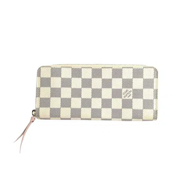 Pre-owned Louis Vuitton Rose Ballerine Damier Azur Canvas Long Wallet (bi-fold) () In Pink