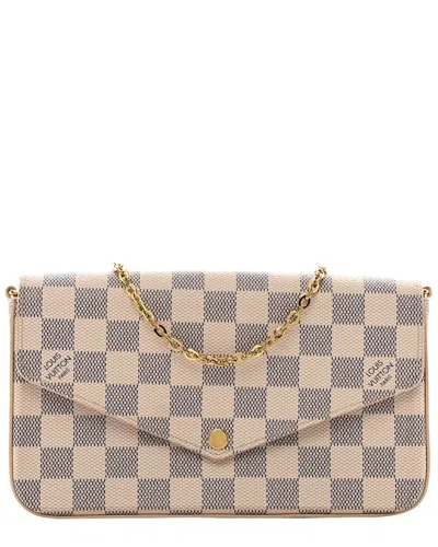 Pre-owned Louis Vuitton Rose Ballerine Damier Azur Coated Canvas Pochette Felicie (authentic Pre-loved)