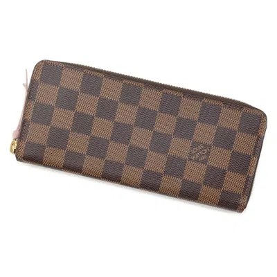 Pre-owned Louis Vuitton Rose Ballerine Damier Canvas Long Wallet (bi-fold) () In Pink