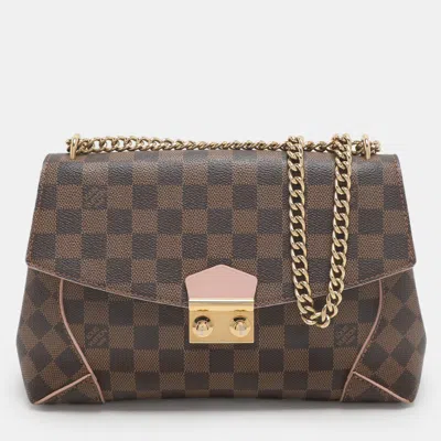 Pre-owned Louis Vuitton Rose Ballerine Damier Ebene Canvas Caissa Flap Bag
