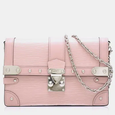 Pre-owned Louis Vuitton Rose Ballerine Epi Leather Trunk Chain Wallet In Pink