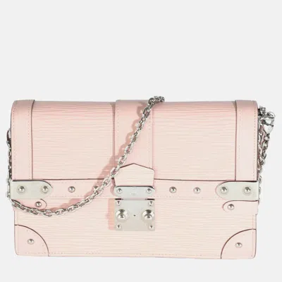 Pre-owned Louis Vuitton Rose Ballerine Epi Trunk Chain Wallet In Pink