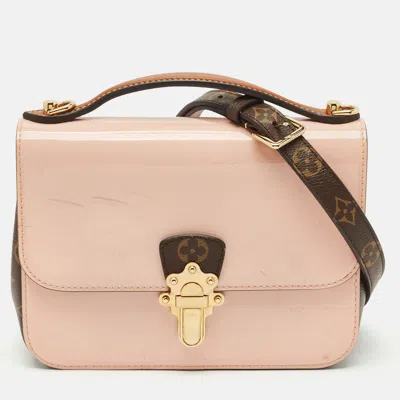 Pre-owned Louis Vuitton Rose Ballerine Vernis And Monongarm Canvas Cherrywood Pm Bag