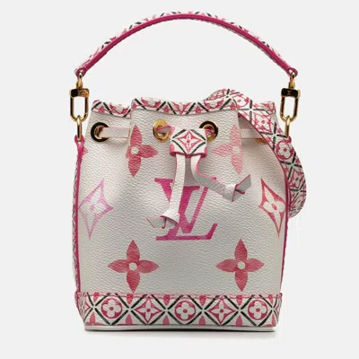 Pre-owned Louis Vuitton Rose Canvas Nano Noe Shoulder Bag In Pink