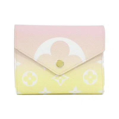 Pre-owned Louis Vuitton Rose Coated Canvas Wallet (tri-fold) ()