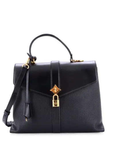 Pre-owned Louis Vuitton Rose Des Vents Bag Leather Mm Satchel In Black