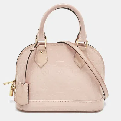Pre-owned Louis Vuitton Rose Florentine Monogram Vernis Alma Bb Bag In Pink