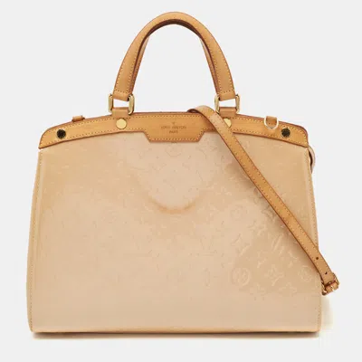 Pre-owned Louis Vuitton Rose Florentine Monogram Vernis Brea Gm Bag In Sand