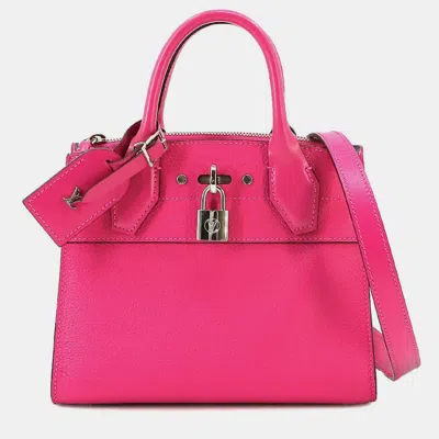 Pre-owned Louis Vuitton Rose Fuchsia Leather City Steamer Mini Bag In Pink