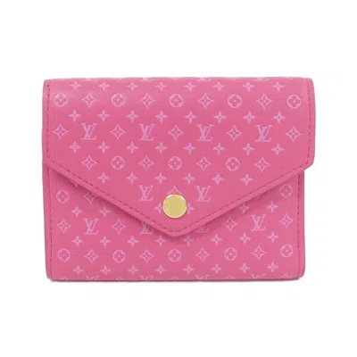 Pre-owned Louis Vuitton Rose Leather Wallet (tri-fold) ()