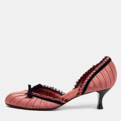 Pre-owned Louis Vuitton Rose Pink/black Satin Balmoral Bow Pumps Size 40