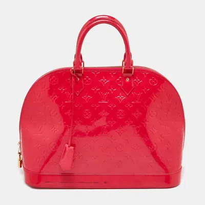 Pre-owned Louis Vuitton Rose Pop Monogram Vernis Alma Gm Bag In Pink