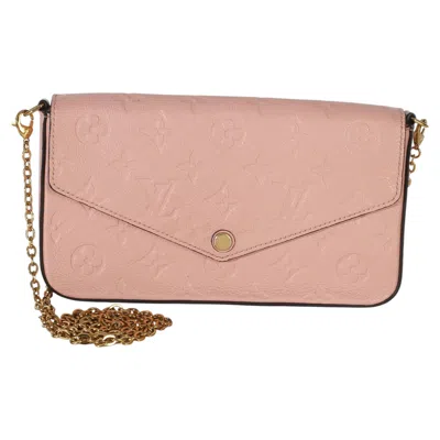Pre-owned Louis Vuitton Rose Poudre Monogram Empreinte Felicie Pochette In Red