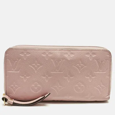 Pre-owned Louis Vuitton Rose Poudre Monogram Empreinte Leather Zippy Wallet In Pink