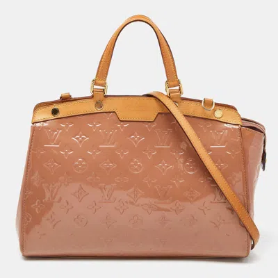 Pre-owned Louis Vuitton Rose Velours Monogram Vernis Brea Mm Bag In Pink