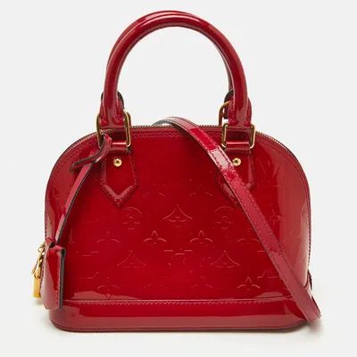 Pre-owned Louis Vuitton Rouge Grenadine Monogram Vernis Alma Bb Bag In Red