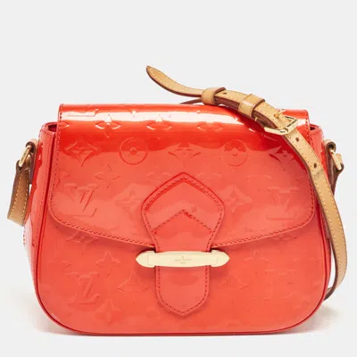 Pre-owned Louis Vuitton Rouge Grenadine Monogram Vernis Bellflower Gm Bag In Red