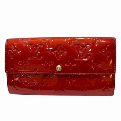 Pre-owned Louis Vuitton Rouge Grenadine Vernis Long Wallet (bi-fold) ()
