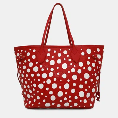 Pre-owned Louis Vuitton X Yayoi Kusama Rouge Monogram Empreinte Infinity Dot Neverfull Mm Tote