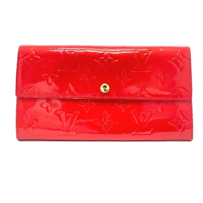 Pre-owned Louis Vuitton Rouge Monogram Vernis Long Wallet (bi-fold) ()