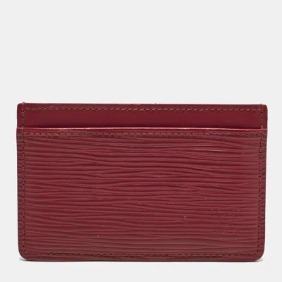 Pre-owned Louis Vuitton Rouge Pomodoro Epi Leather Card Holder In Red