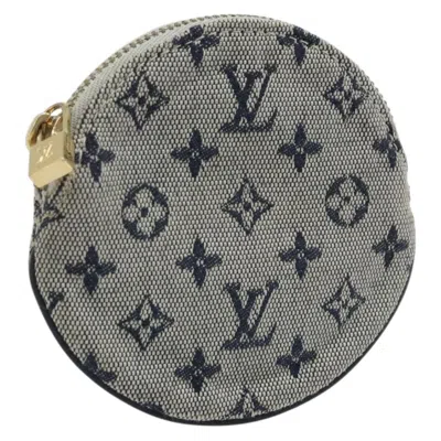 Pre-owned Louis Vuitton Round Coin Purse Mini Lin Blue Canvas Clutche & Pouche Bag ()
