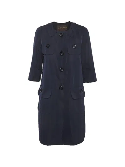 Pre-owned Louis Vuitton Round-neck Double-breasted Coat In Blue