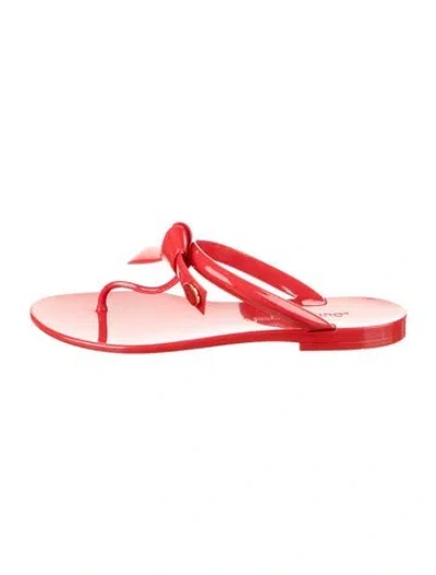 Pre-owned Louis Vuitton Rubber Bow Accents Flip Flops In Red