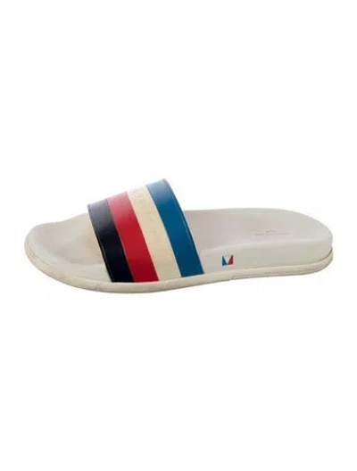 Pre-owned Louis Vuitton Rubber Colorblock Pattern Slides In White