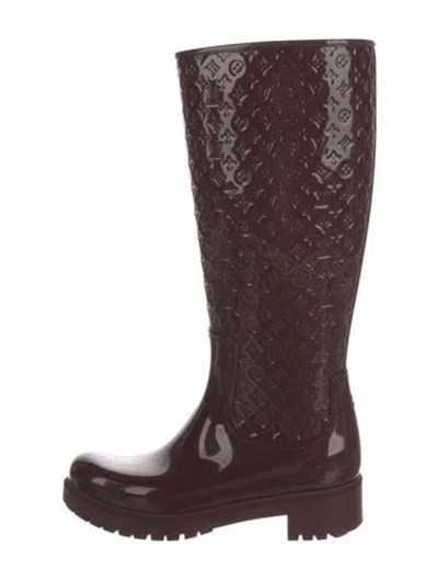Pre-owned Louis Vuitton Rubber Rain Boots In Burgundy