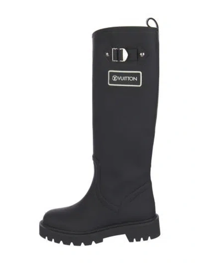 Pre-owned Louis Vuitton Rubber Rain Boots W/ Tags In Black/blue