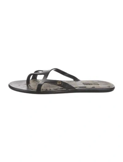 Pre-owned Louis Vuitton Rubber Slides In Black