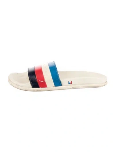 Pre-owned Louis Vuitton Rubber Striped Slides In Neutral