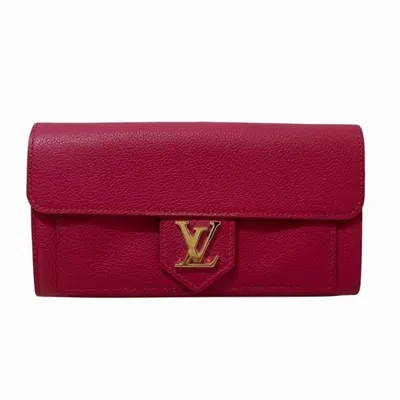 Pre-owned Louis Vuitton Ruby Leather Long Wallet (bi-fold) () In Red